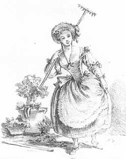 Madame Favart jouant Ninette, gravure de Gilles Demarteau.